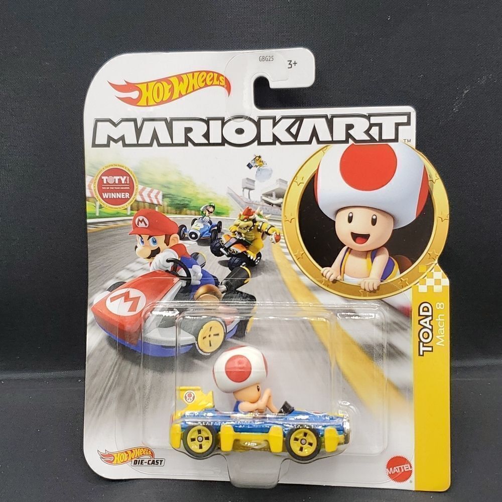 Super Mario Hot Wheels Mario Kart Toad Mach 8 NIP
